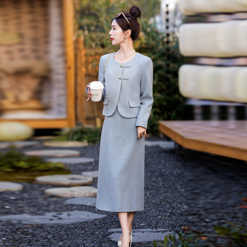 气质时尚优雅套装女2025年春季上新复古小香风高腰半裙两件套