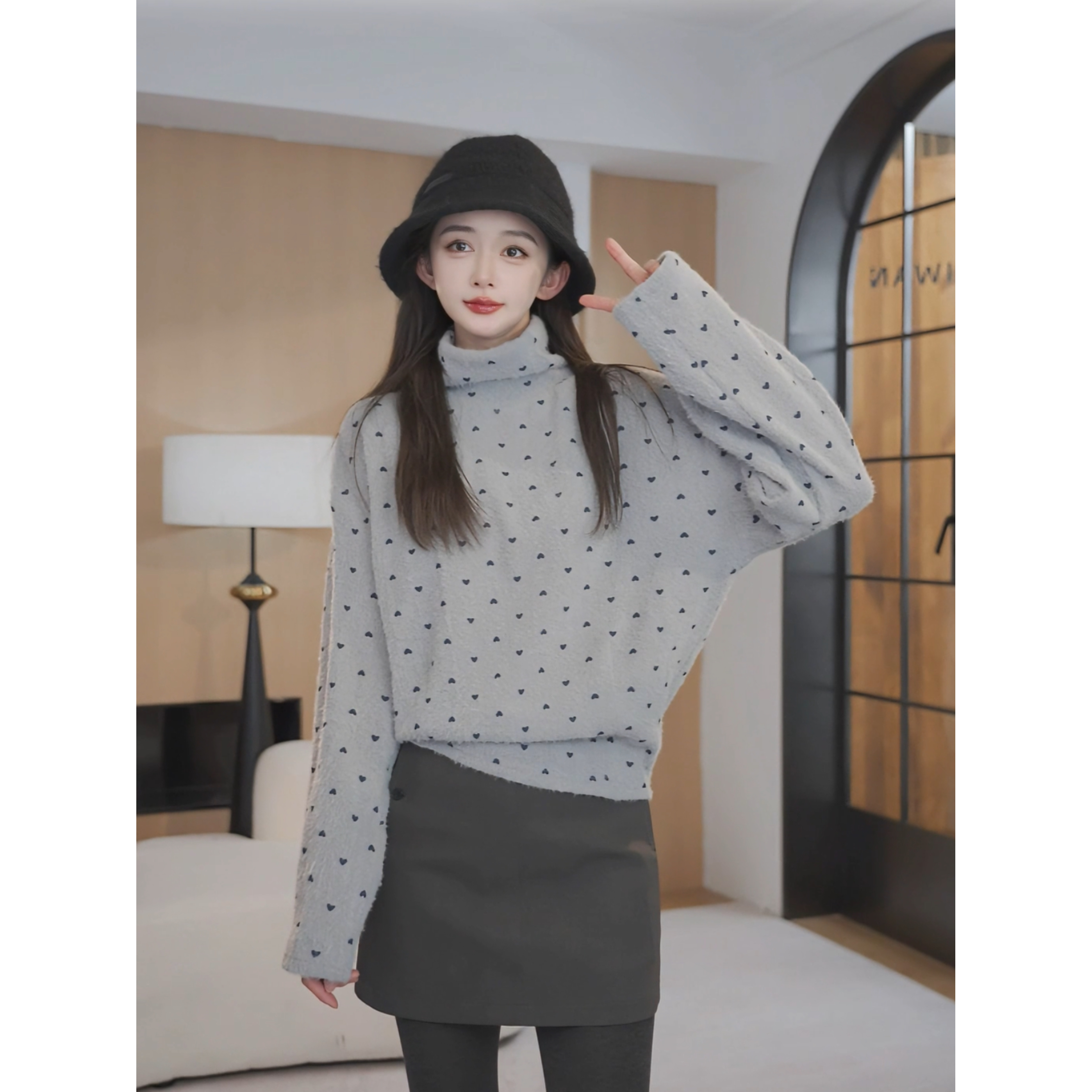 余紫绮【芋泥】洋气女高冷秋冬波点打底YA2588015