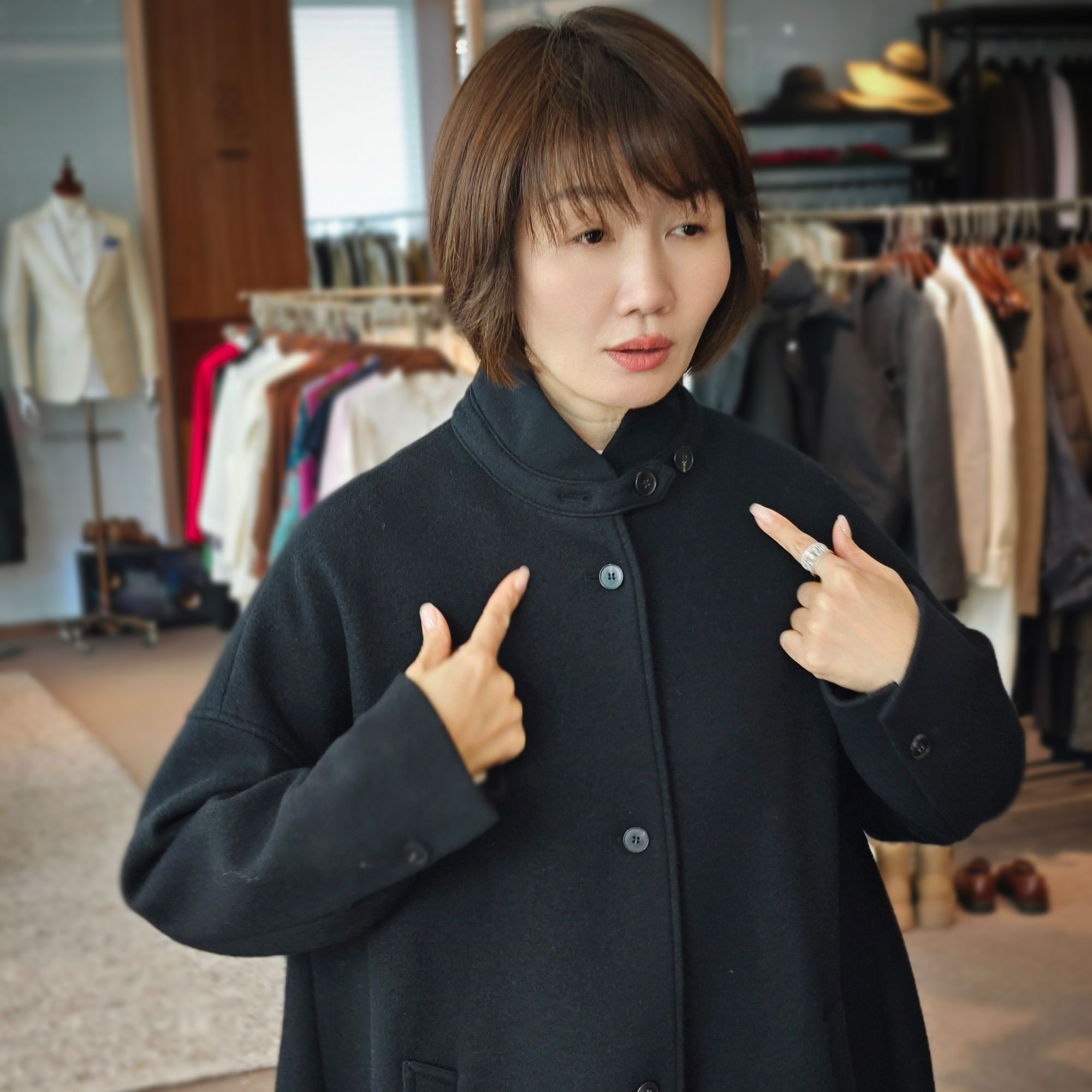 "“微风情书”WANG RAN 极简廓形 中性风羊毛长款大衣"