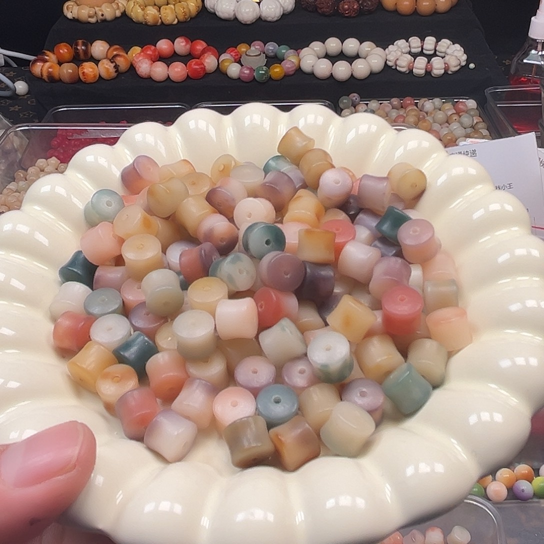 菩提根/象牙果手串108颗紫色竹节卡9