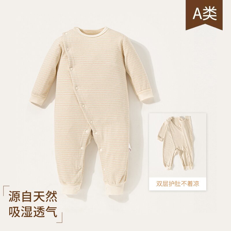 婴儿A类连体衣服新生儿春秋和尚服彩棉初生宝宝睡衣无骨哈衣纯棉