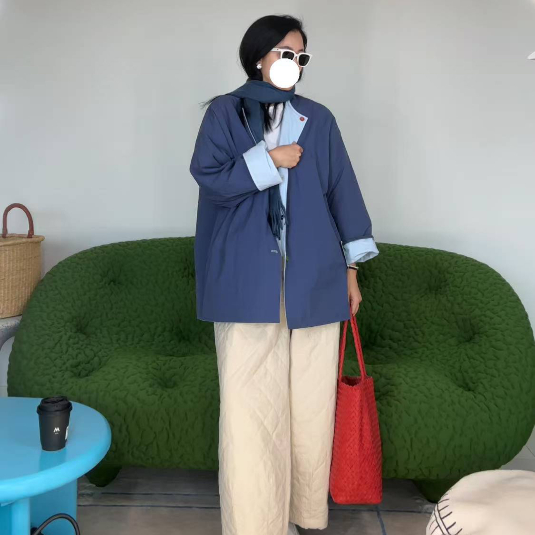 LULUZOU3m双面单排扣圆领棉服11265