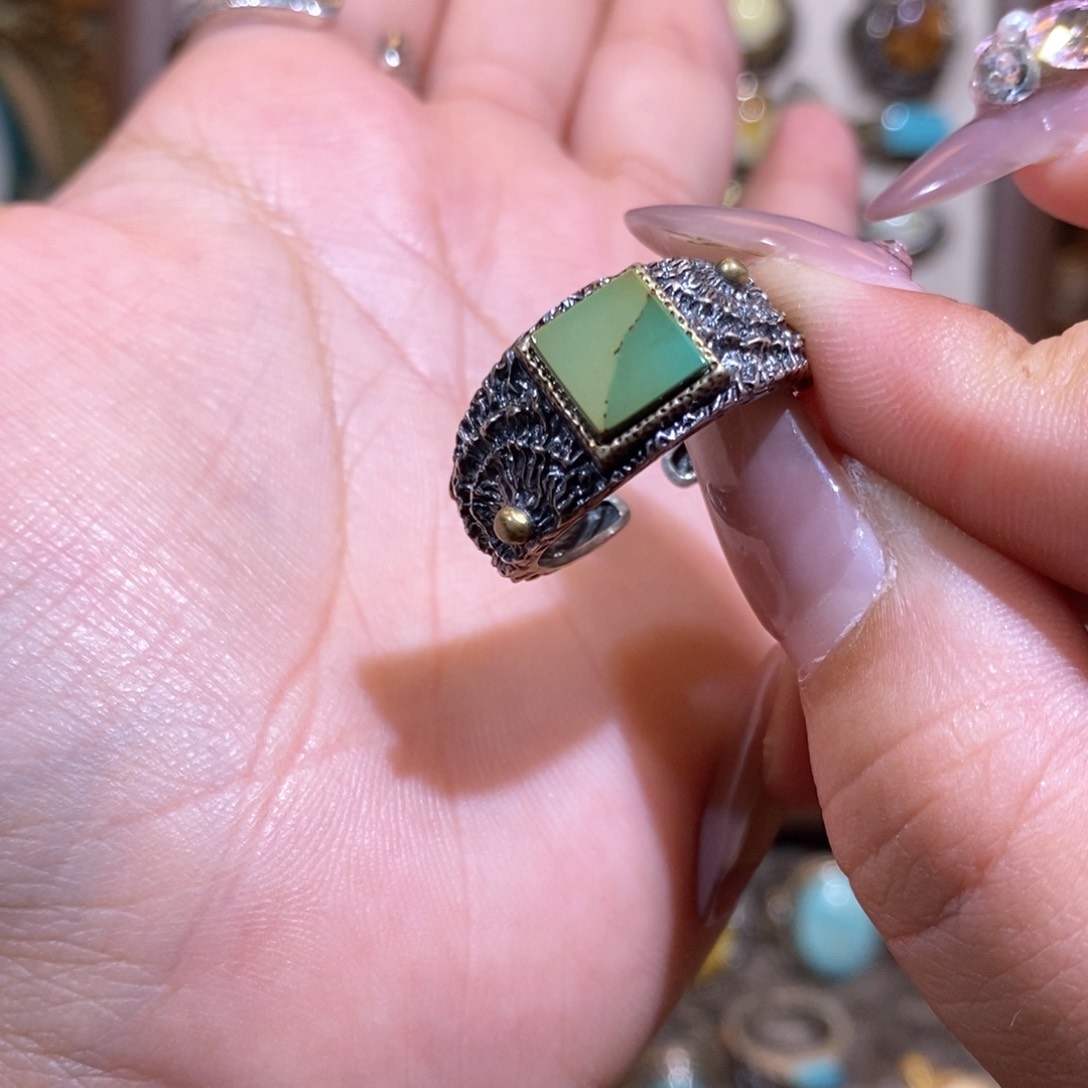 绿松石戒指银S925镶嵌戒指