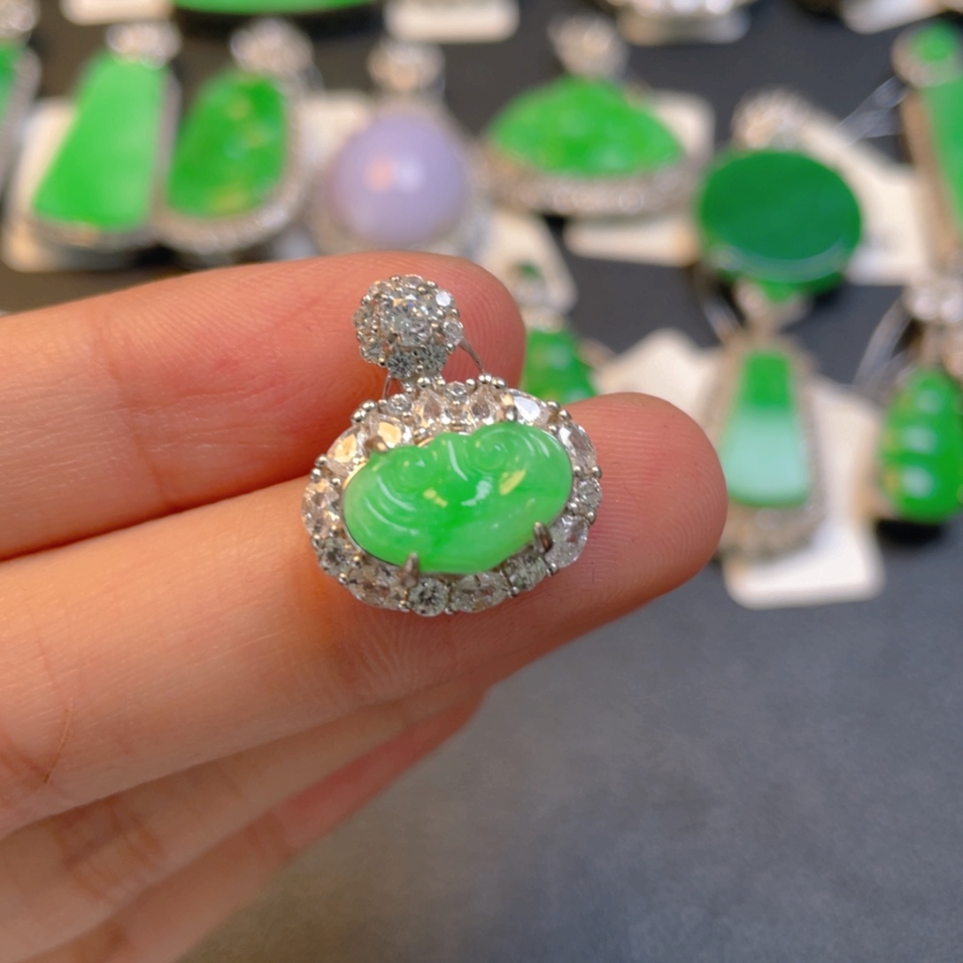 翡翠银S925镶嵌颈饰