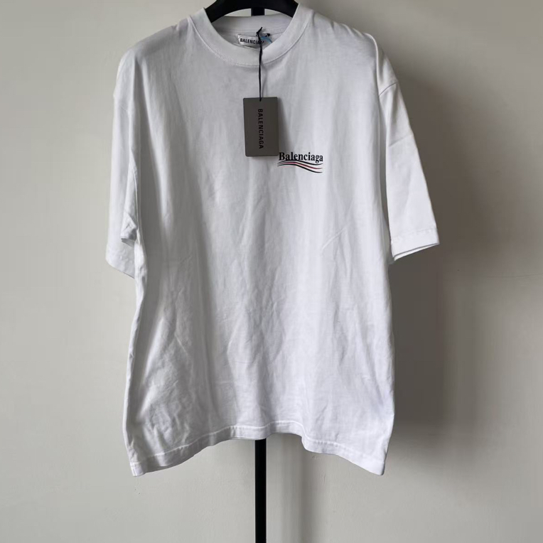 未使用 Balenciaga/巴黎世家 平织棉圆领短袖  落肩袖T恤 01970