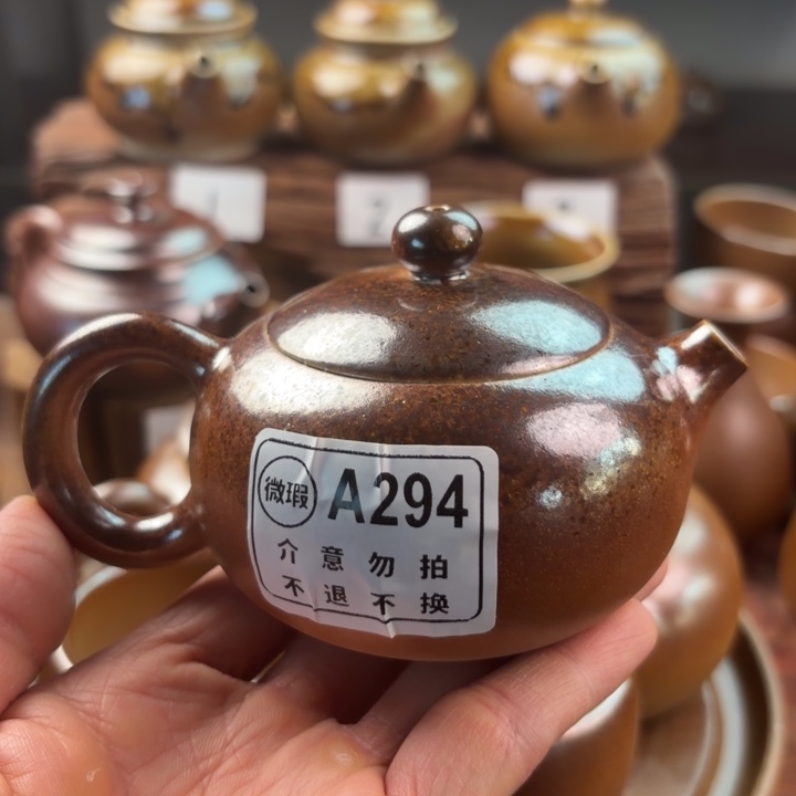 建水紫陶白泥柴烧壶