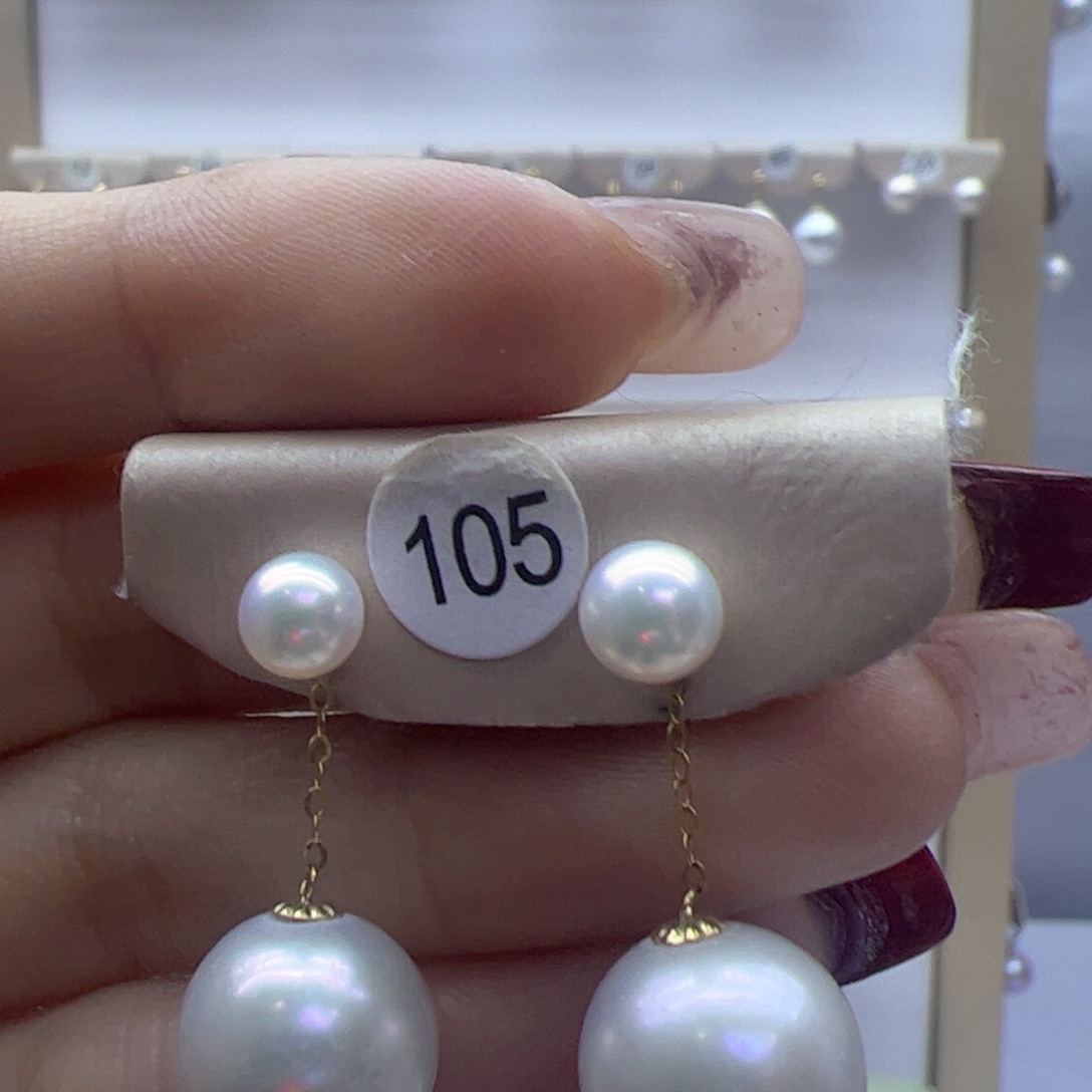 淡水珍珠耳饰18K金镶嵌
