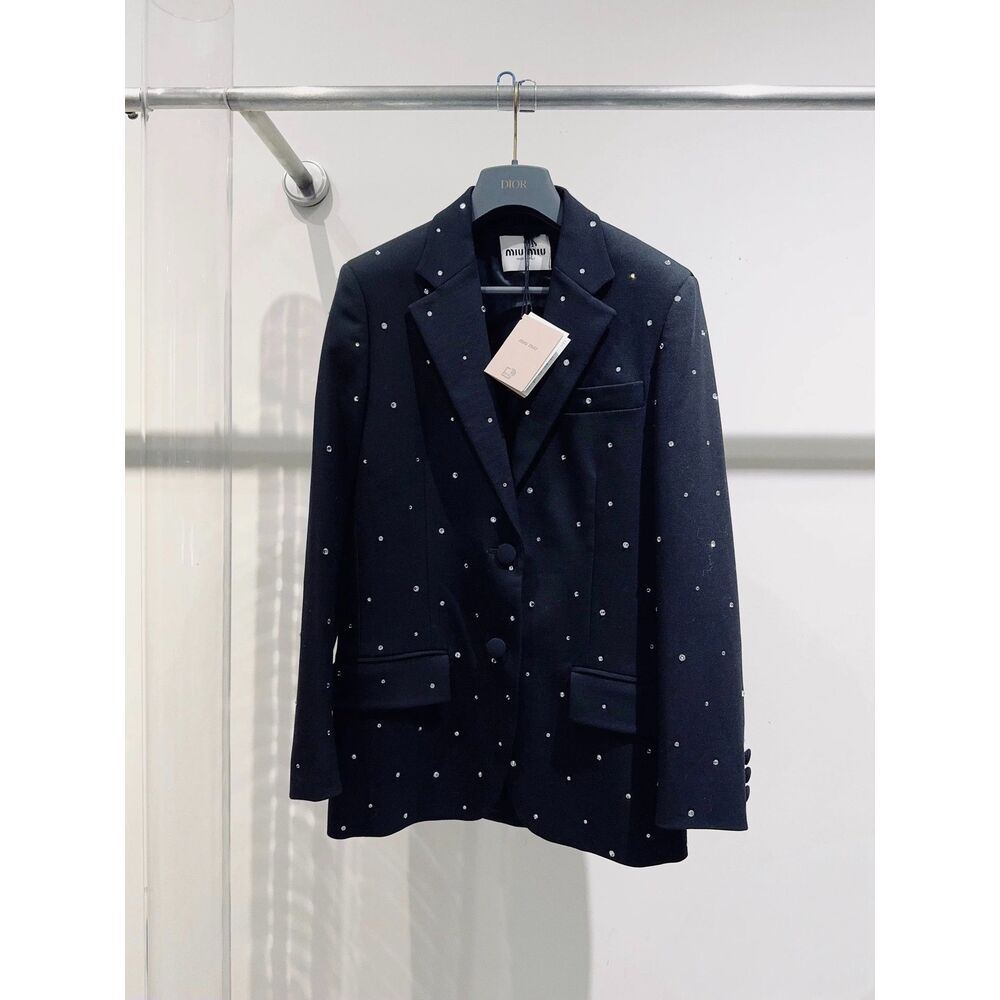 未使用 MIU MIU/缪缪 满钻外套 藏青/36