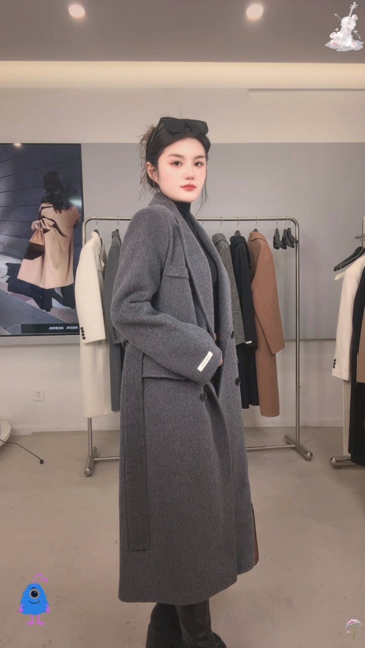 高级感羊毛+驼绒大衣韩系双面绵羊毛大衣女长款秋冬季加厚外套