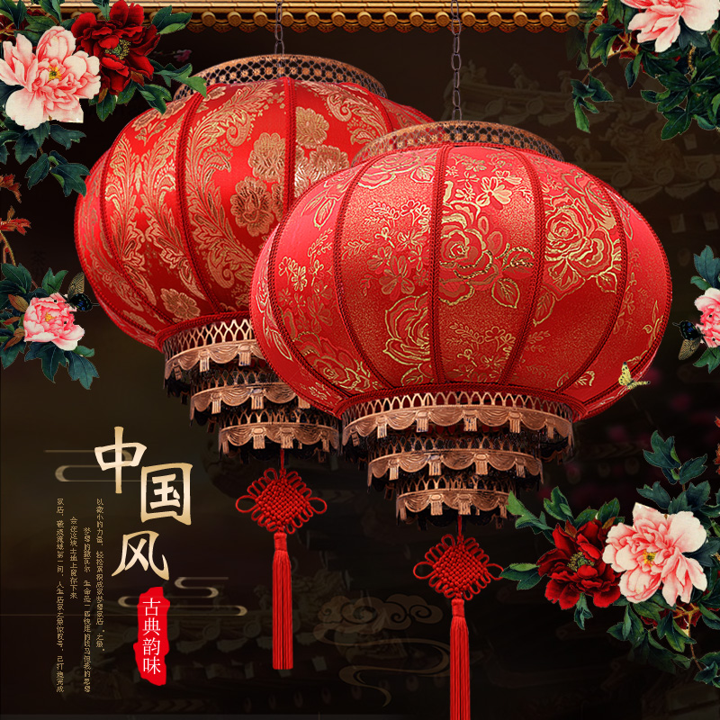 仿古羊皮灯笼2025新款大红灯笼灯高端春节阳台吊灯挂饰大门口宫灯
