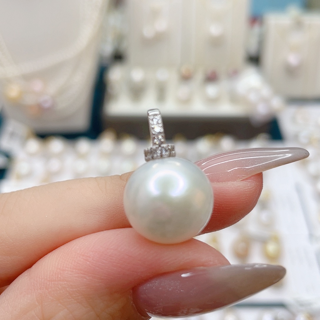 淡水珍珠银S925镶嵌吊坠(不含链)