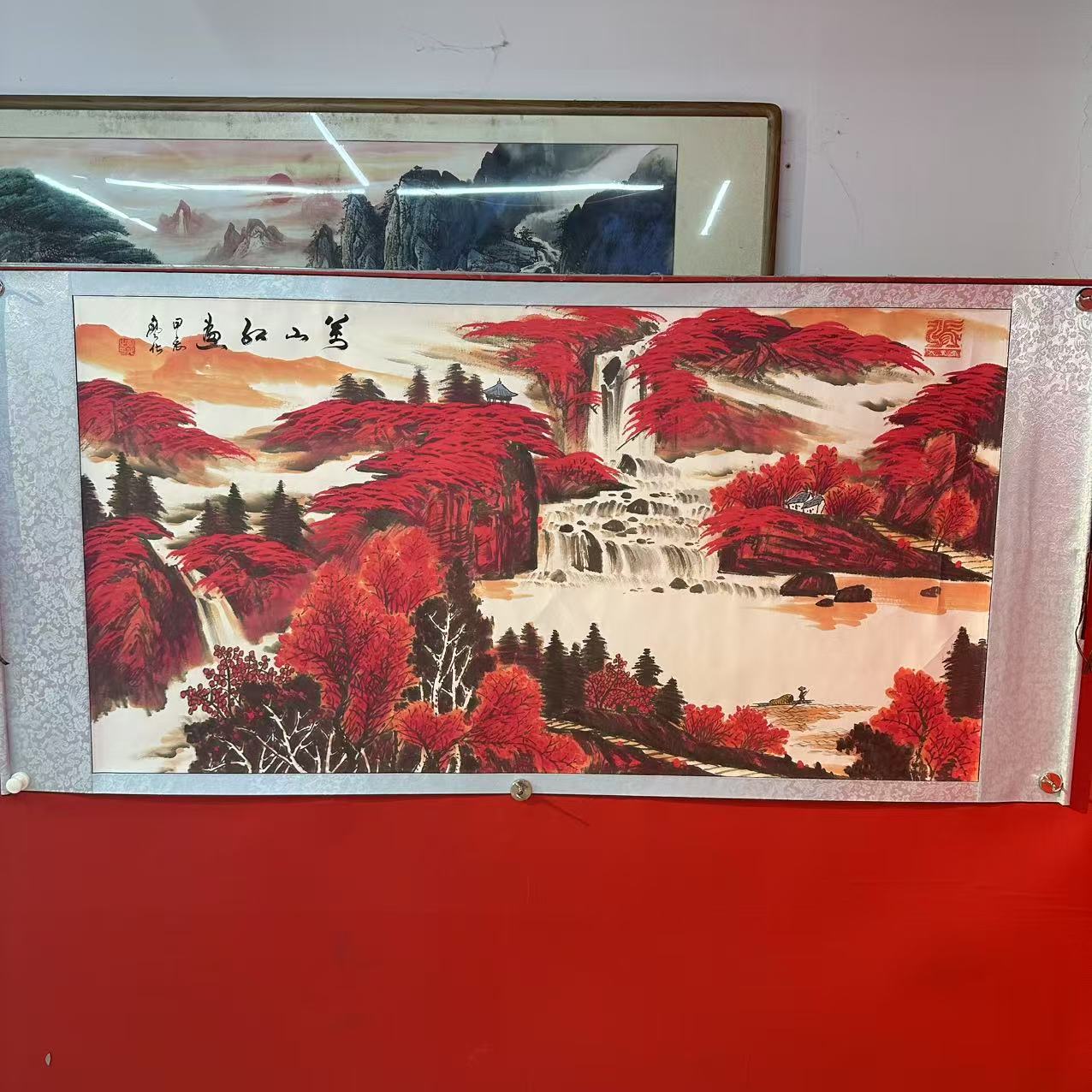 廖化《万山红遍》六尺整宣纸 手绘