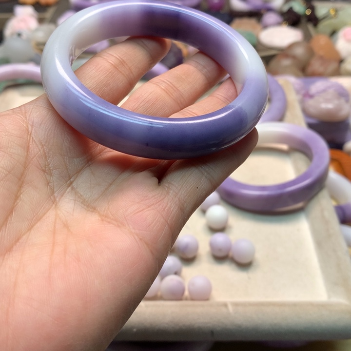 石英岩玉未镶嵌紫手镯58.4