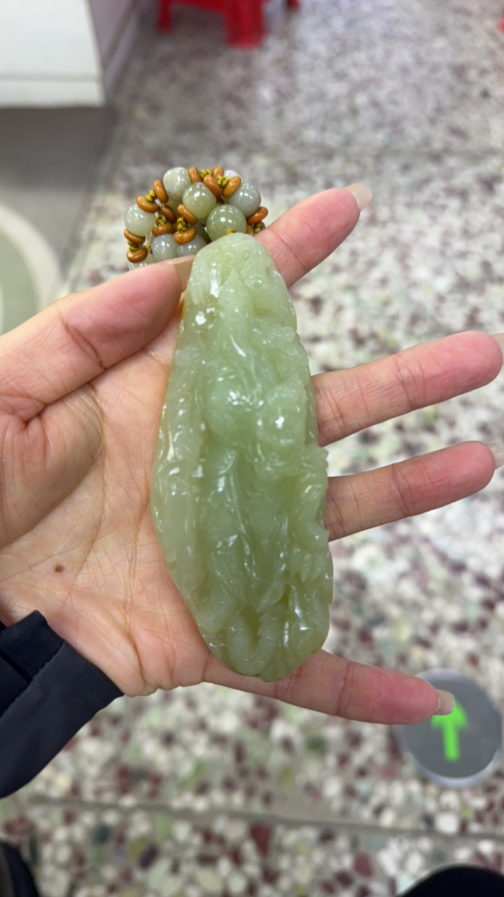 和田玉关公吊坠带链