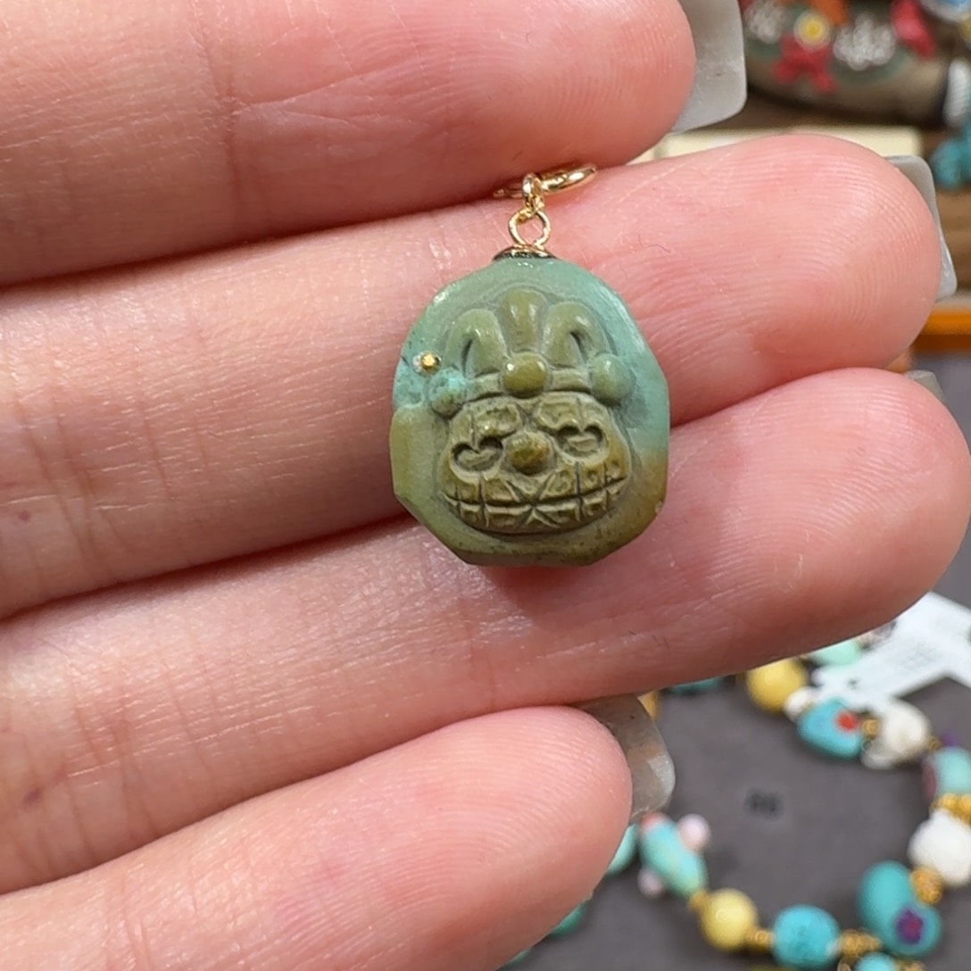 绿松石18K金镶嵌小丑阿呆小滴流