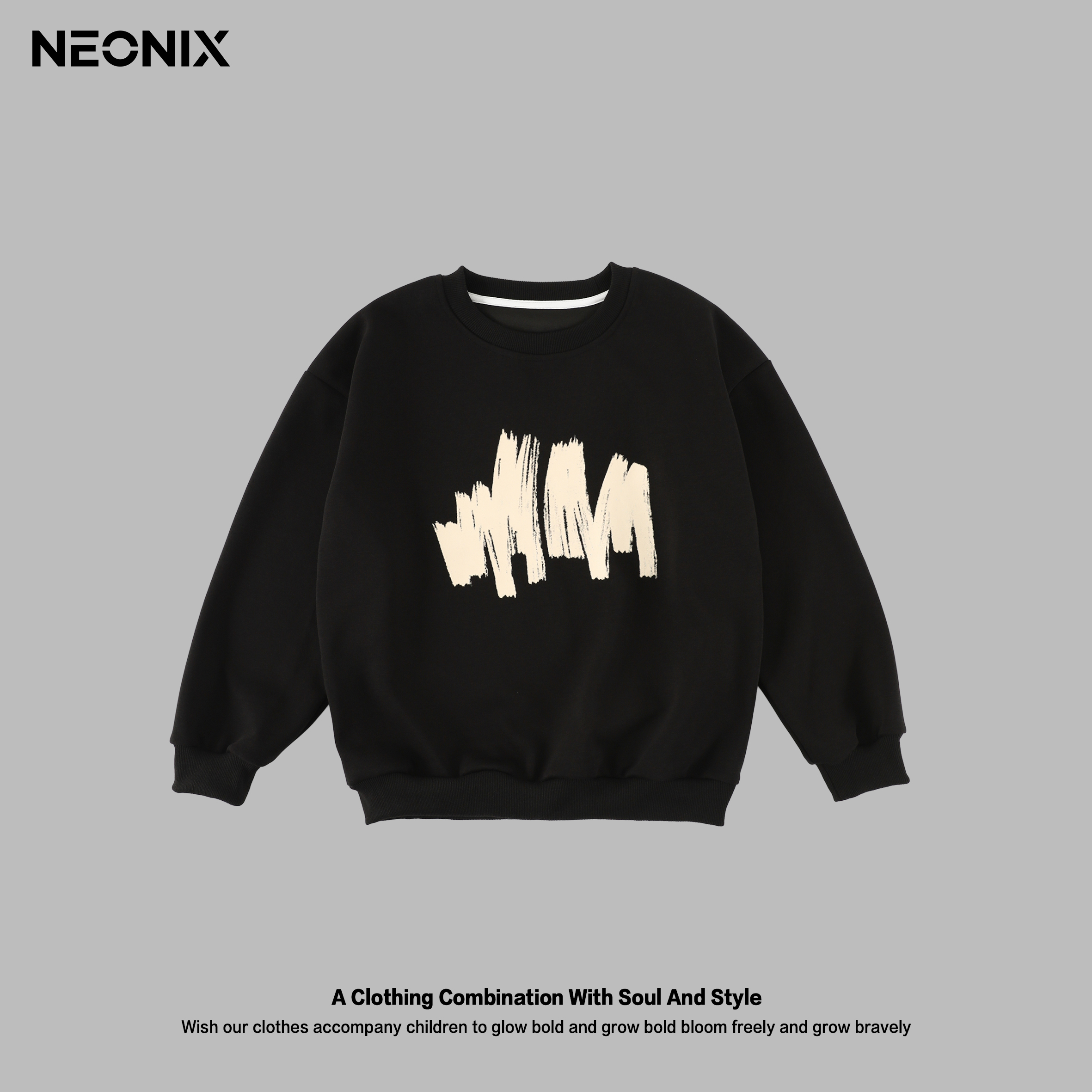 NEONIX秋季新款圆领长袖卫衣美式复古潮牌中大童SY002
