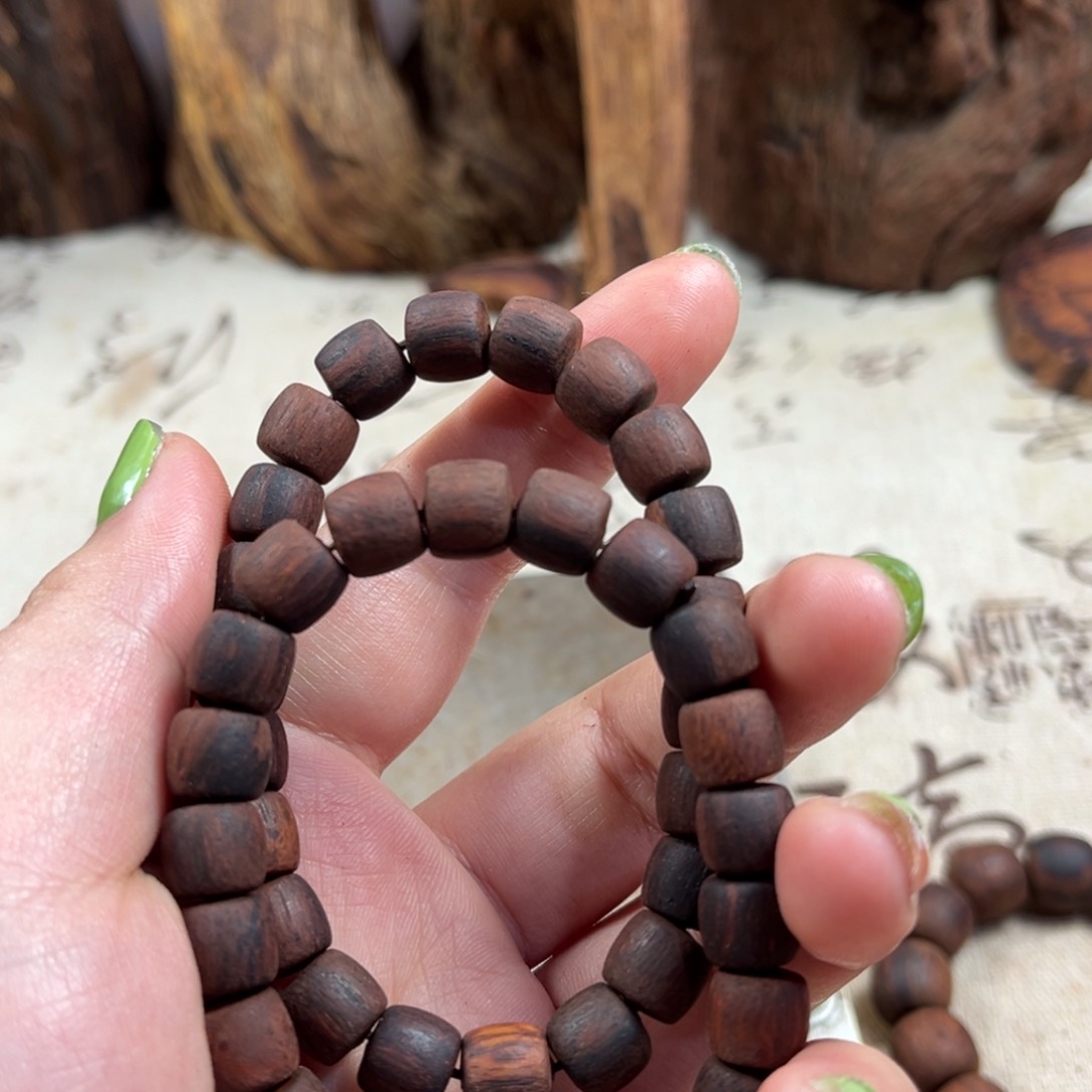 降真香手串/手链8x9直切糖结黄油花珠