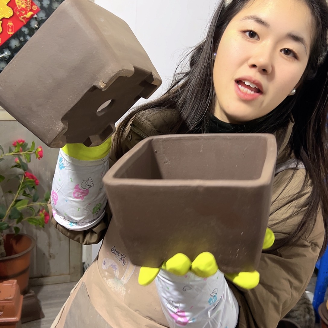 17+17紫泥四方花盆花盆花盆