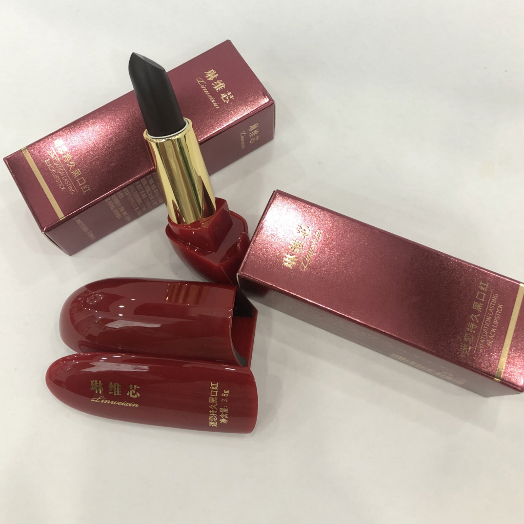 曼芝颜琳维芯迷恋持久防水不易掉镜子黑口红