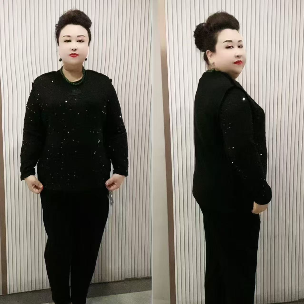 71205时尚百搭亮片圆领小衫