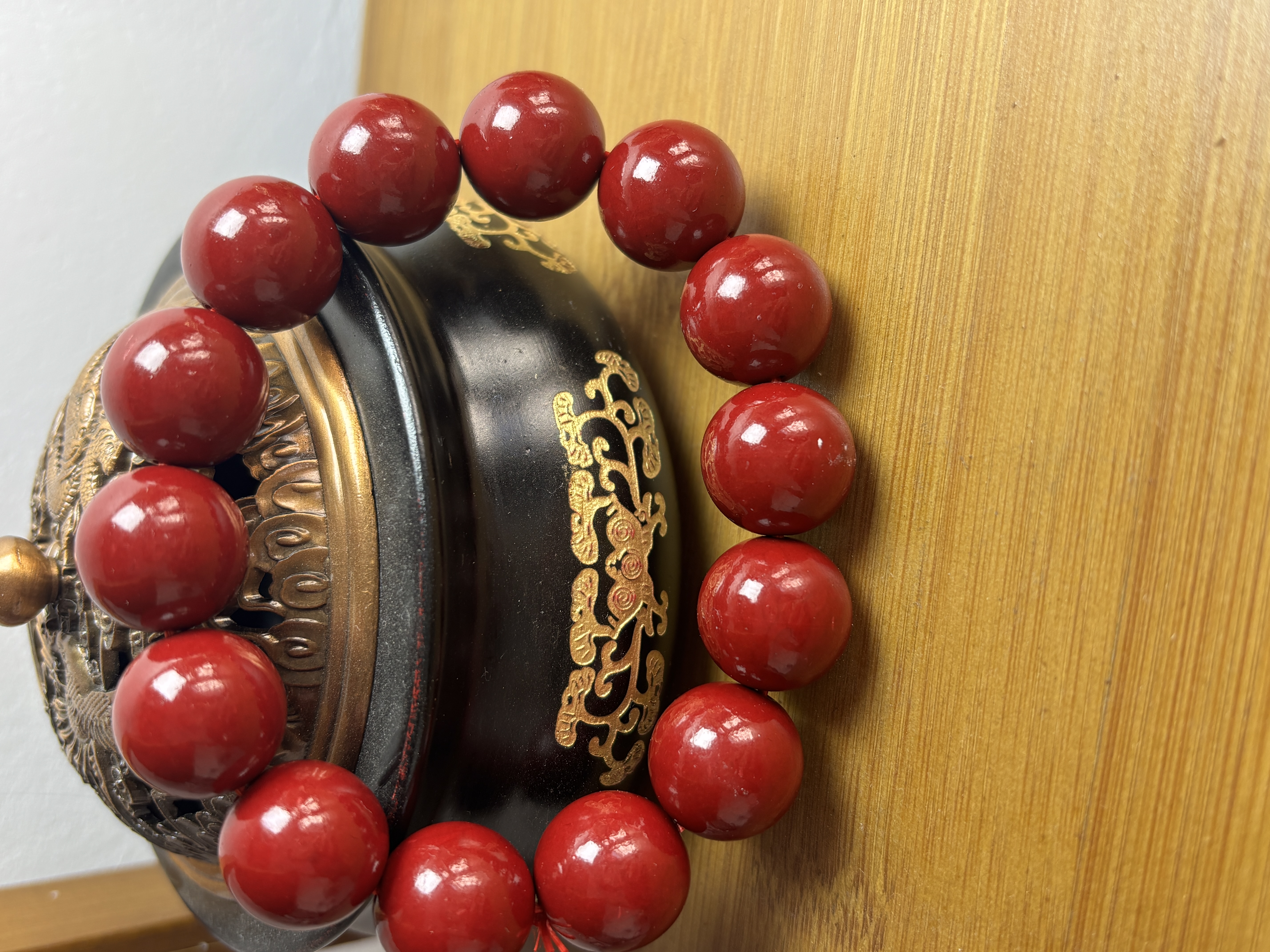 含辰砂工艺品【福顺文玩】zs圆珠单圈手串