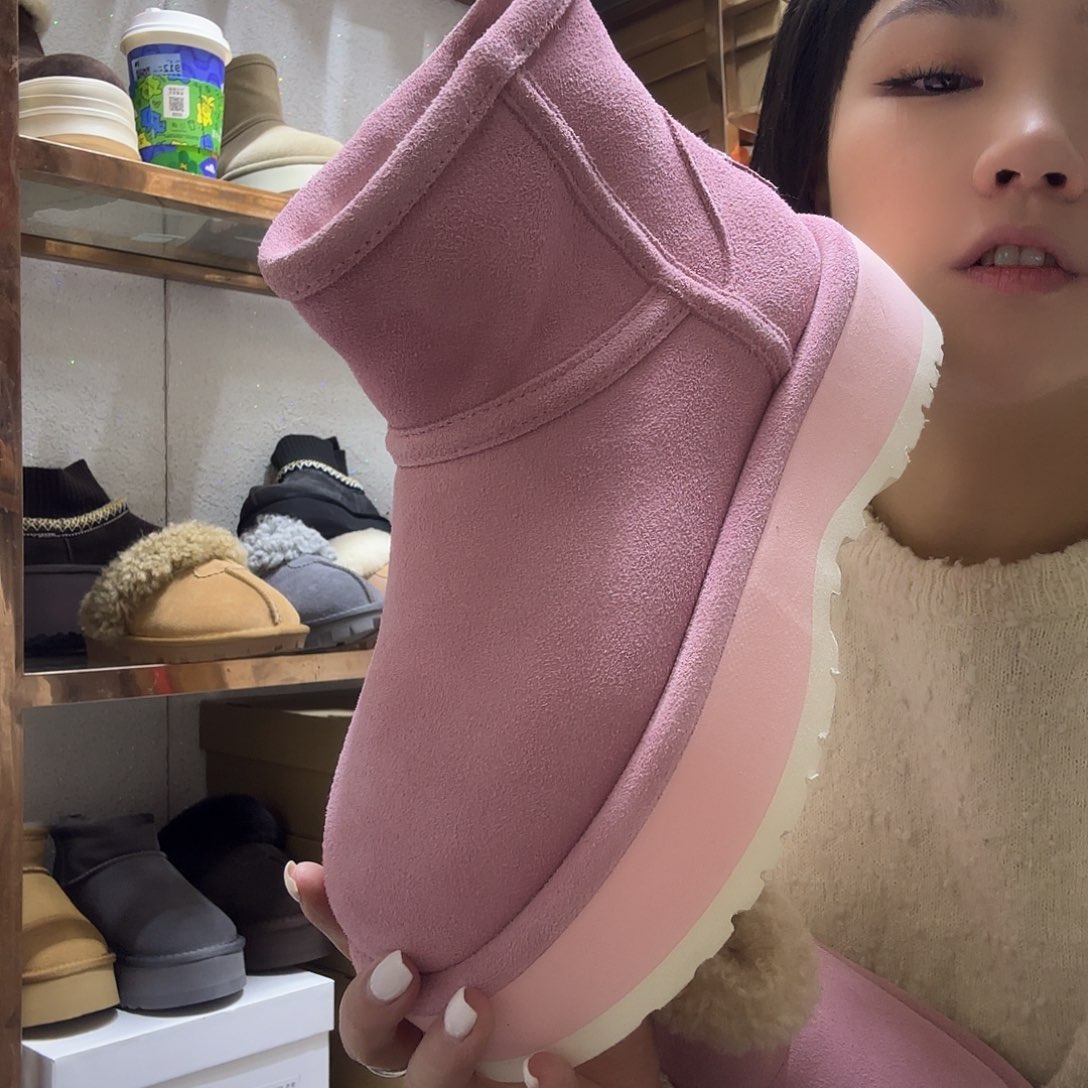 37码粉色厚底雪地靴