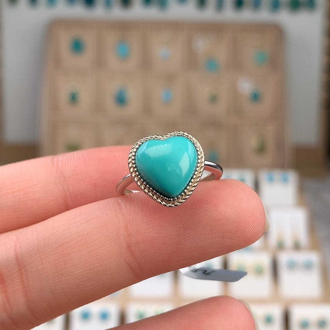 绿松石银S925镶嵌戒指