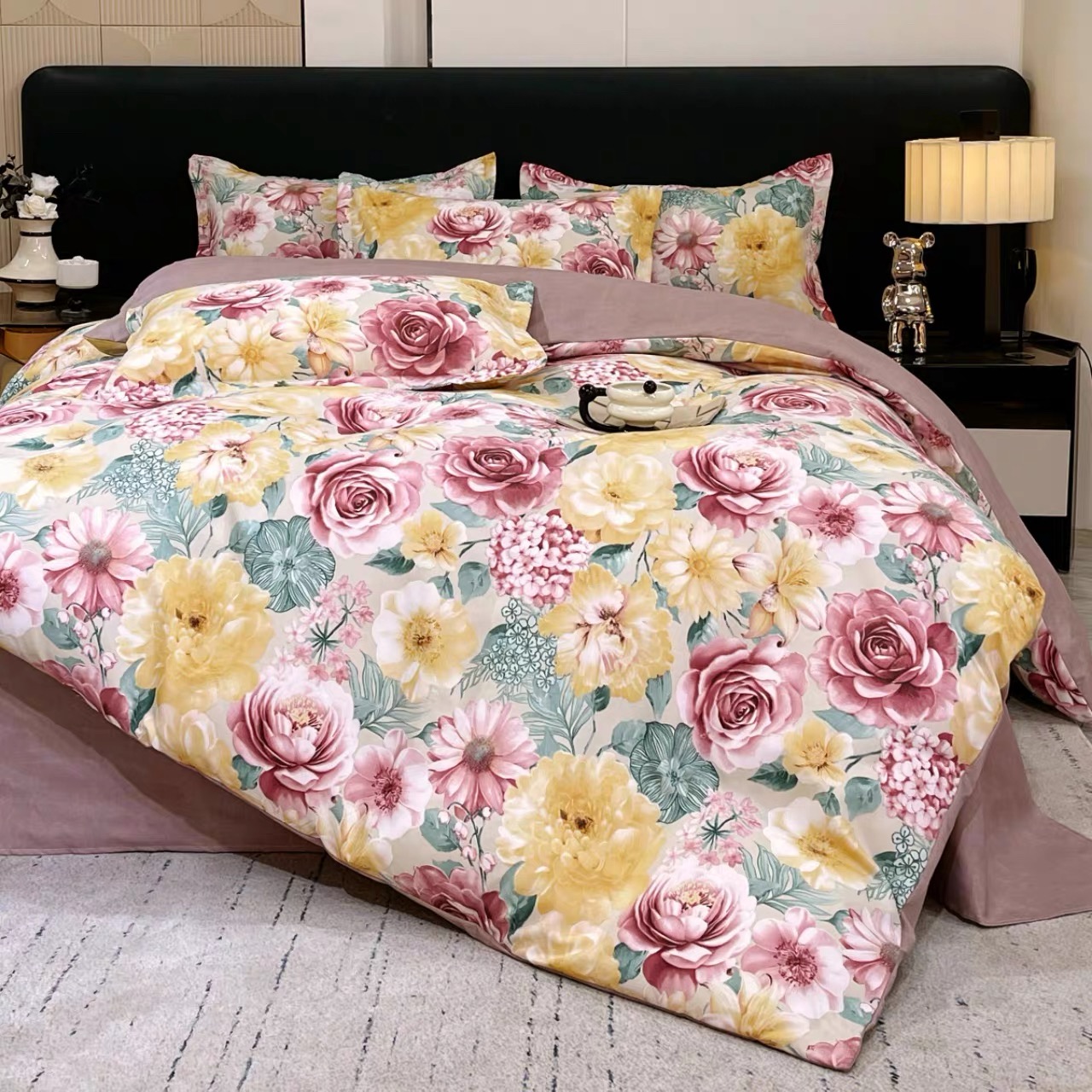 2025秋冬新款贡棉花卉爆款 四件套（安妮花园）