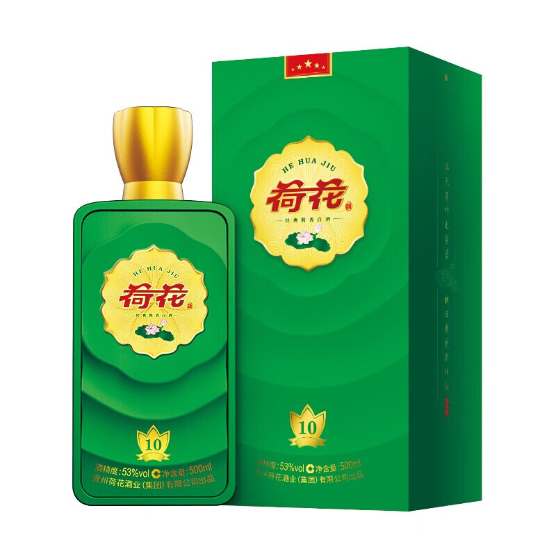 荷花传奇10 酱香型瓶装白酒53度500ml