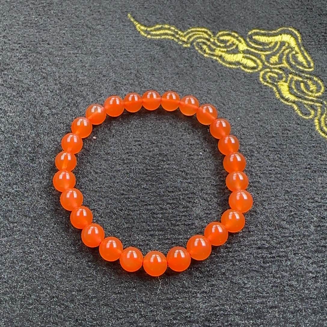 南红玛瑙未镶嵌单圈冰橘7mm单圈