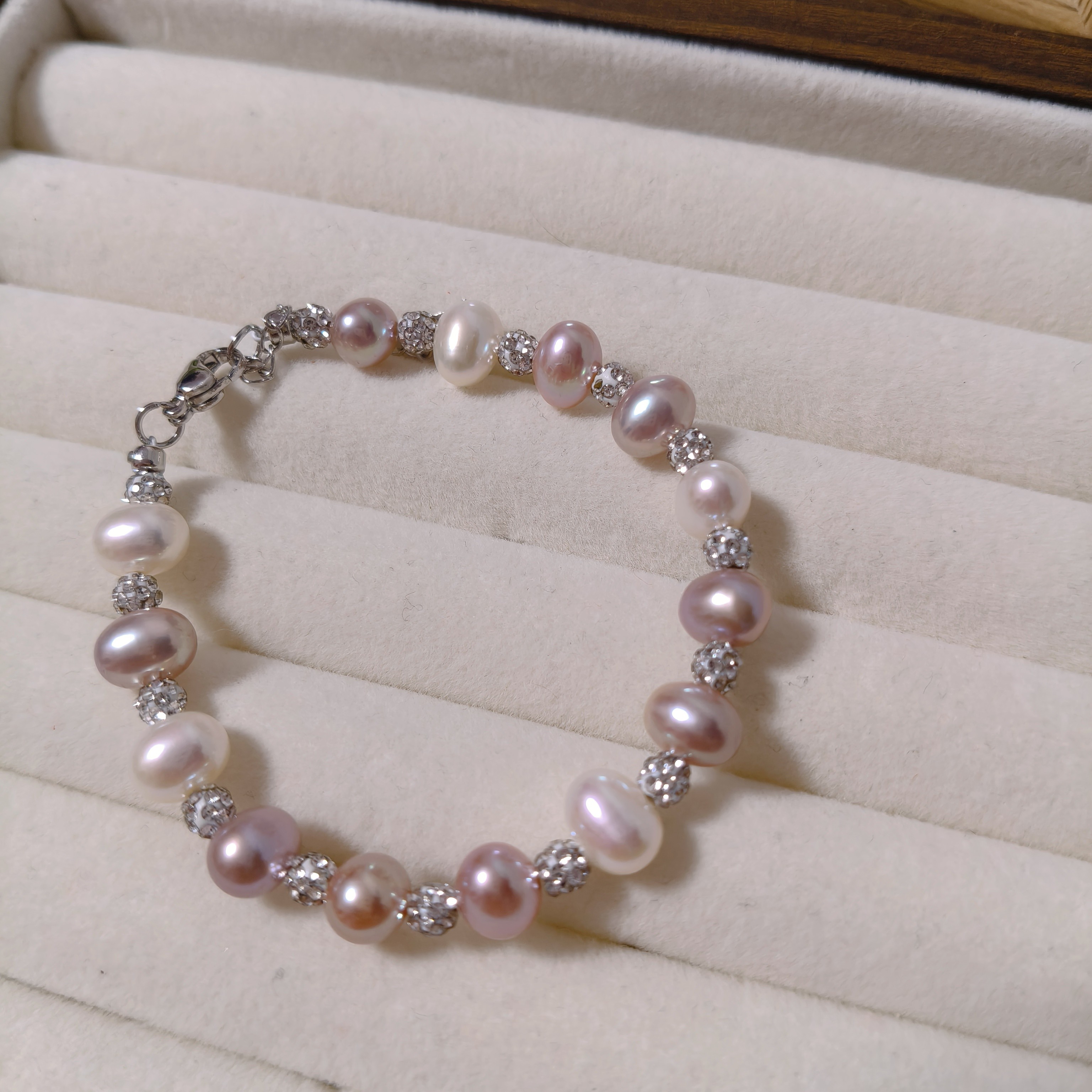 314--天然淡水珍珠手链，7mm左右精品土豆圆