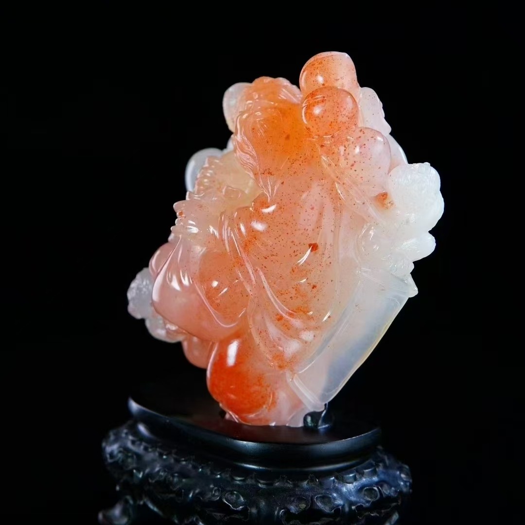 极品桃花冻石摆件