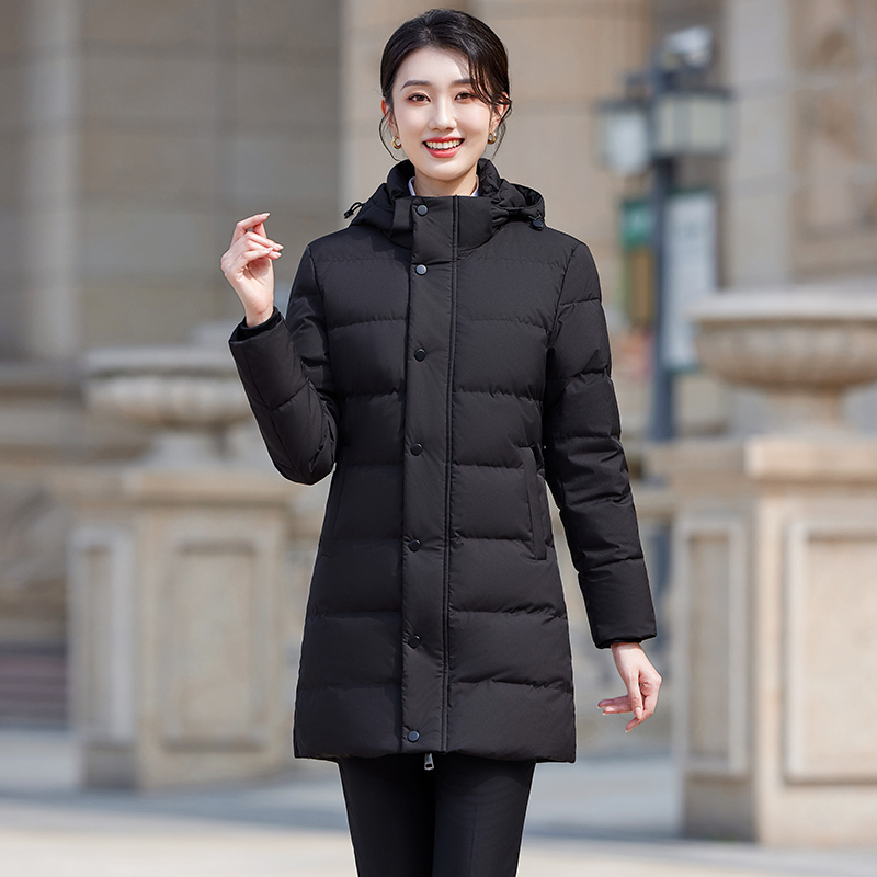 职业羽绒服女中长款冬季新品商务白鸭绒工装4S店售楼部制服2158