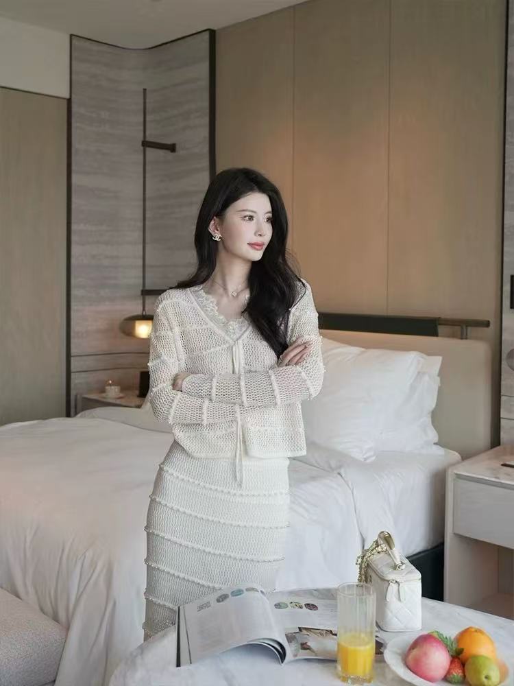 2025春夏新款原创高端设计师法式重工钉珠套装