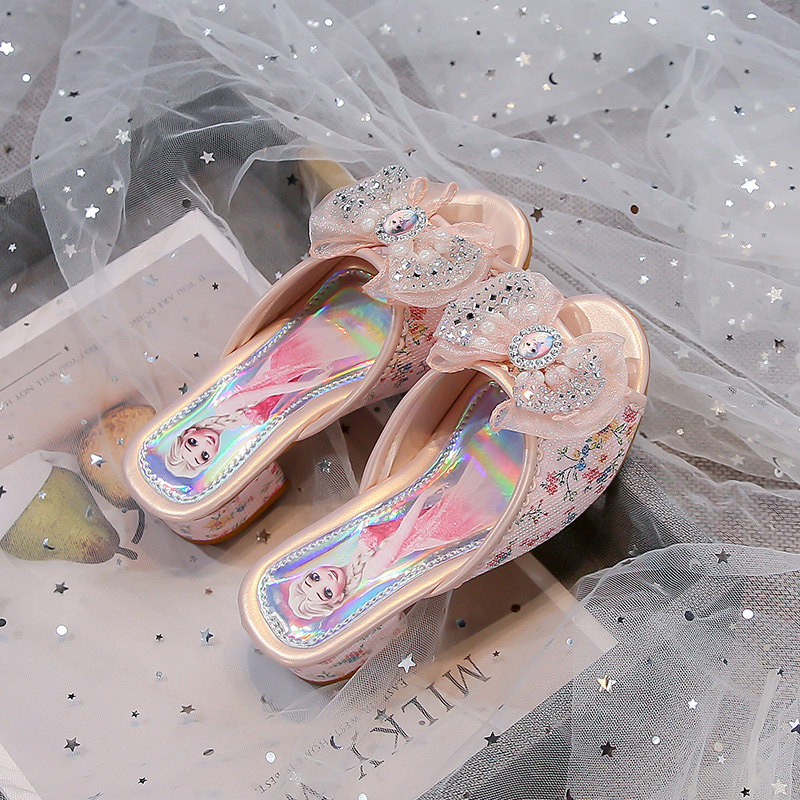 女宝宝儿童夏季凉拖鞋爱莎公主风拖鞋时尚公主鞋高跟百搭外穿网红