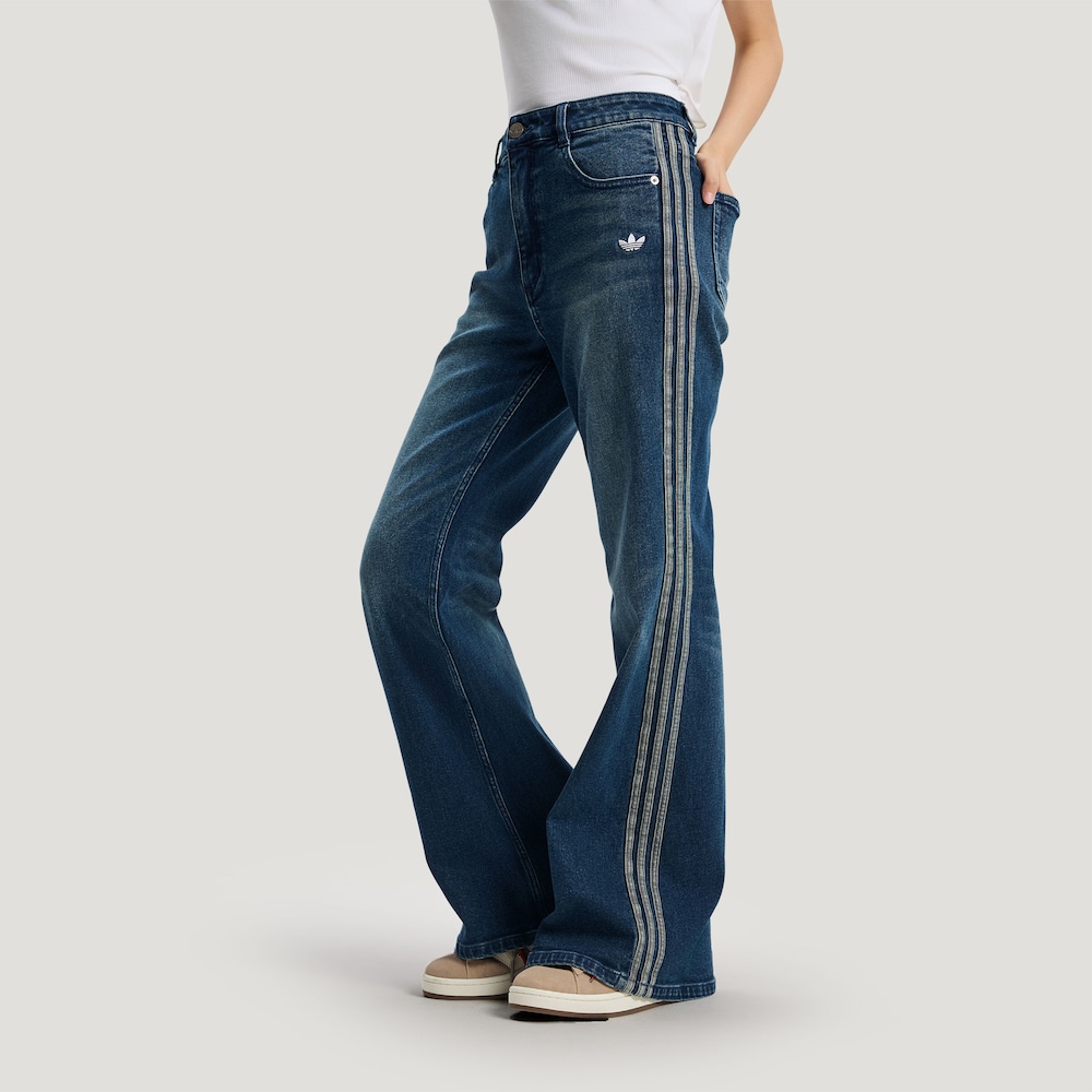 【阿迪达斯/双旦礼】Adidas三叶草CNY水洗修身微喇牛仔裤KT3174