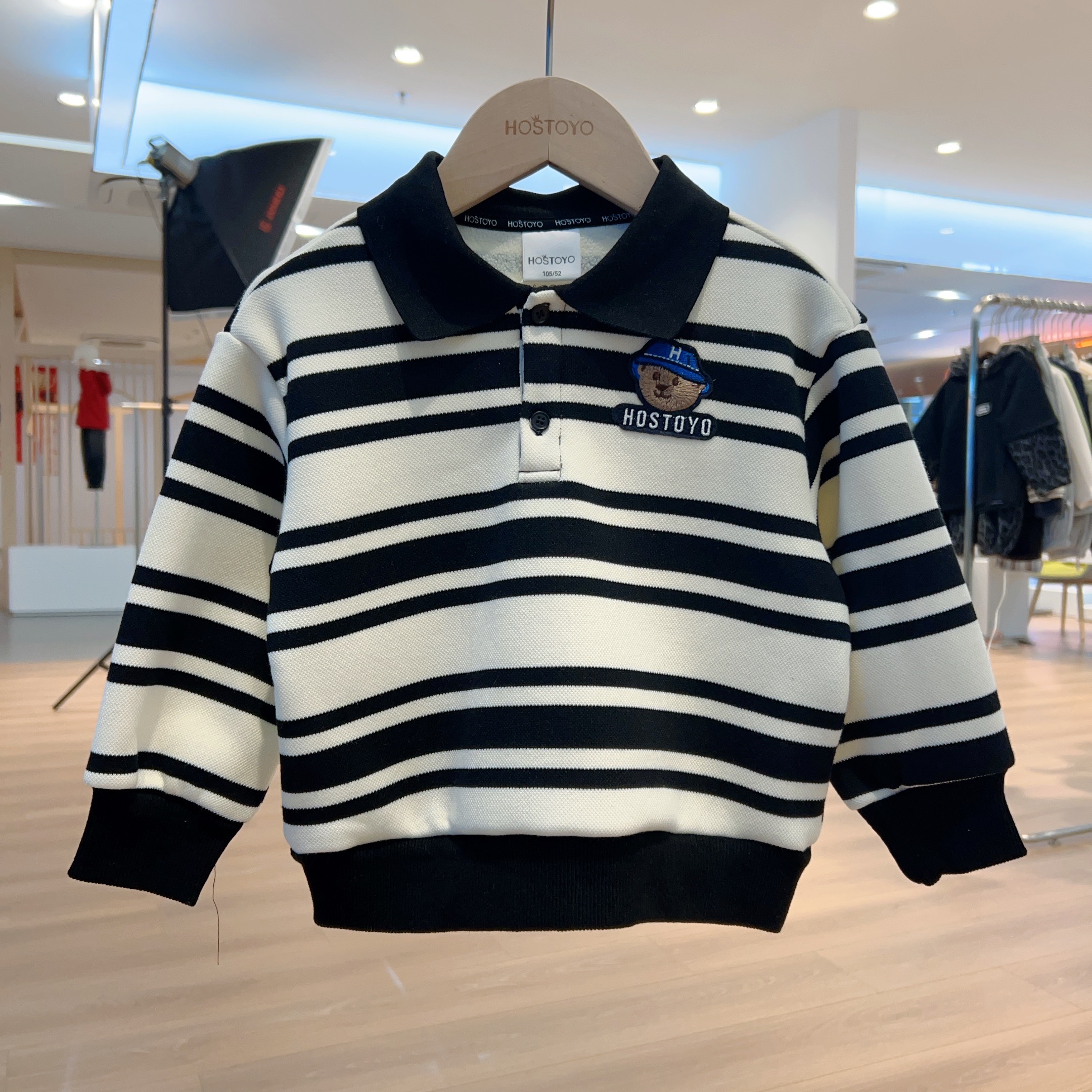 【加绒加厚】男童冬款保暖加绒条纹polo衫17430237007