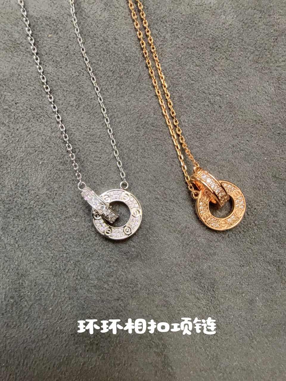 合金项链 V金CNC工艺项链 环环相扣满砖项链 174