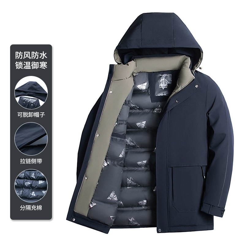 2025时尚休闲潮流百搭男士秋冬加厚保暖连帽棉服通勤宽松