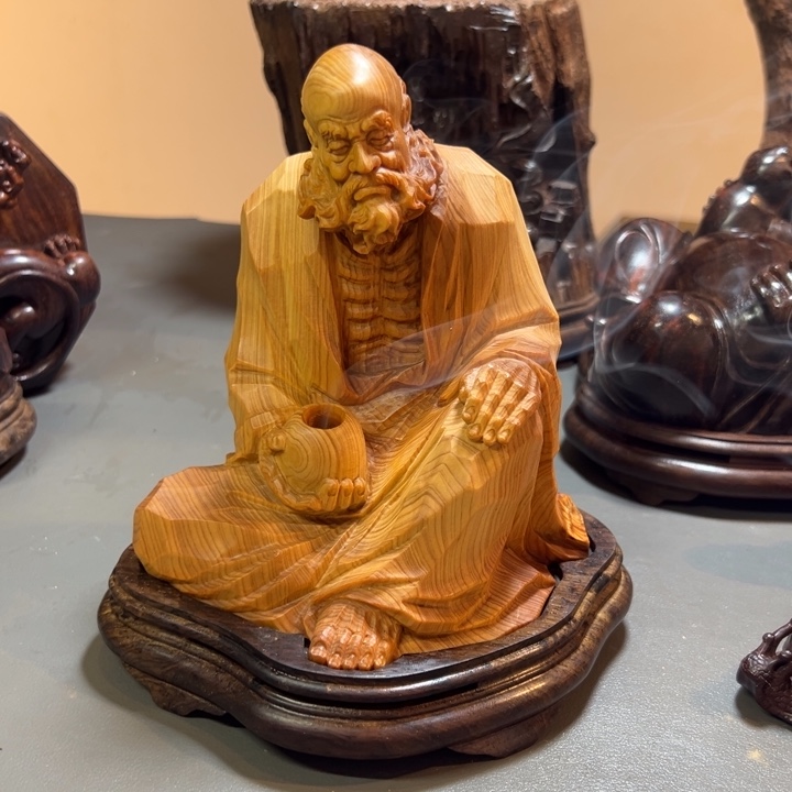创****木崖柏达摩香炉摆件