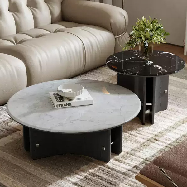 意式极简微晶石茶几客厅家用小户型2025新款轻奢高级感茶几设计师