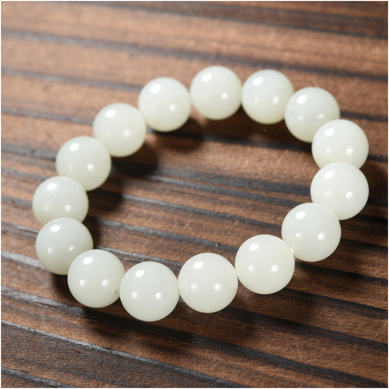 玉石缘【圆珠手串14mm】新疆和田玉籽料珠圆玉润精品男女款手链