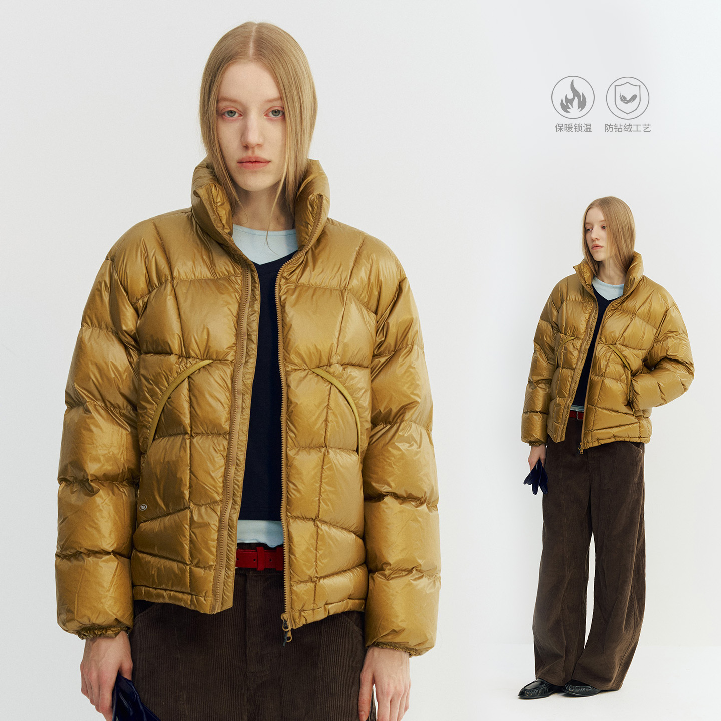 NORYBRAND 男装超轻半透尼龙格拒水90白鸭绒羽绒服 简约保暖外套