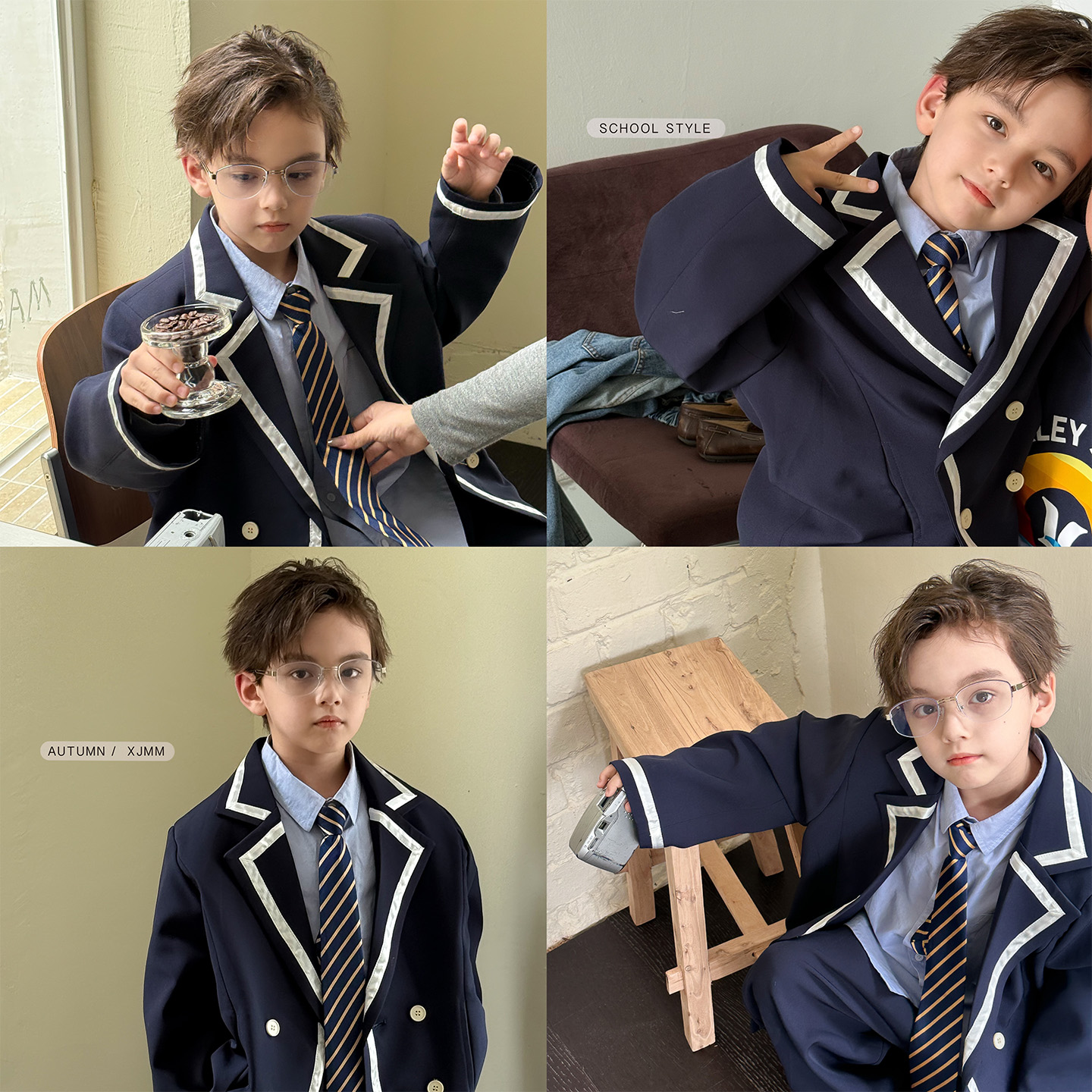 虾酱麻麻男童西装套装春秋季2025新款男孩洋气上衣学院风儿童裤子