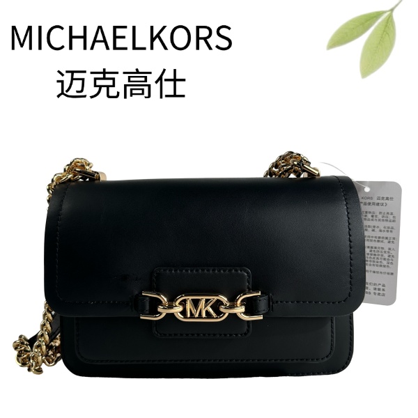 99新 MICHAEL KORS/迈克高仕 黑金单肩斜挎包G25105948底长23X15