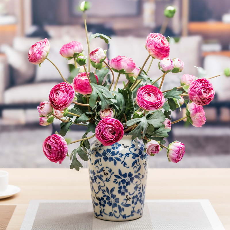 焦边露莲花 手札把束假花客厅装饰仿干花绢布插花洋牡丹仿真花