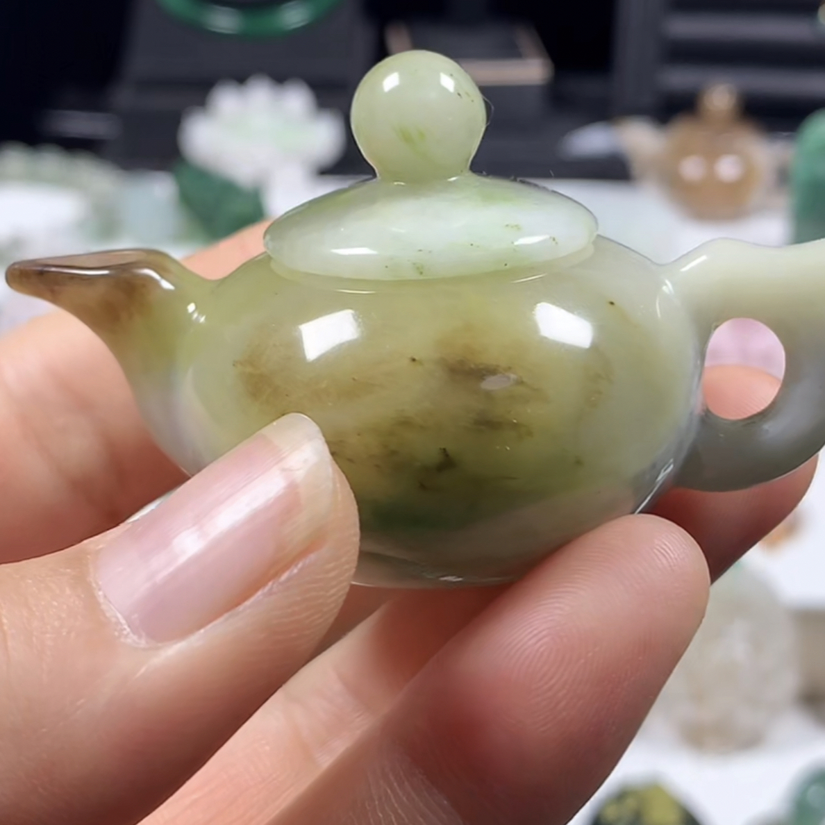 天然独山玉多彩把把壶