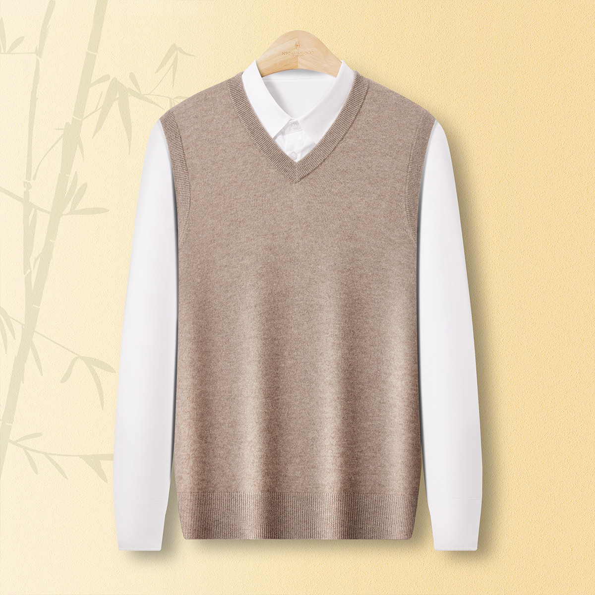 【男士精品】春竹25秋冬商务保暖V领高端毛衣纯羊绒衫上衣马甲背心