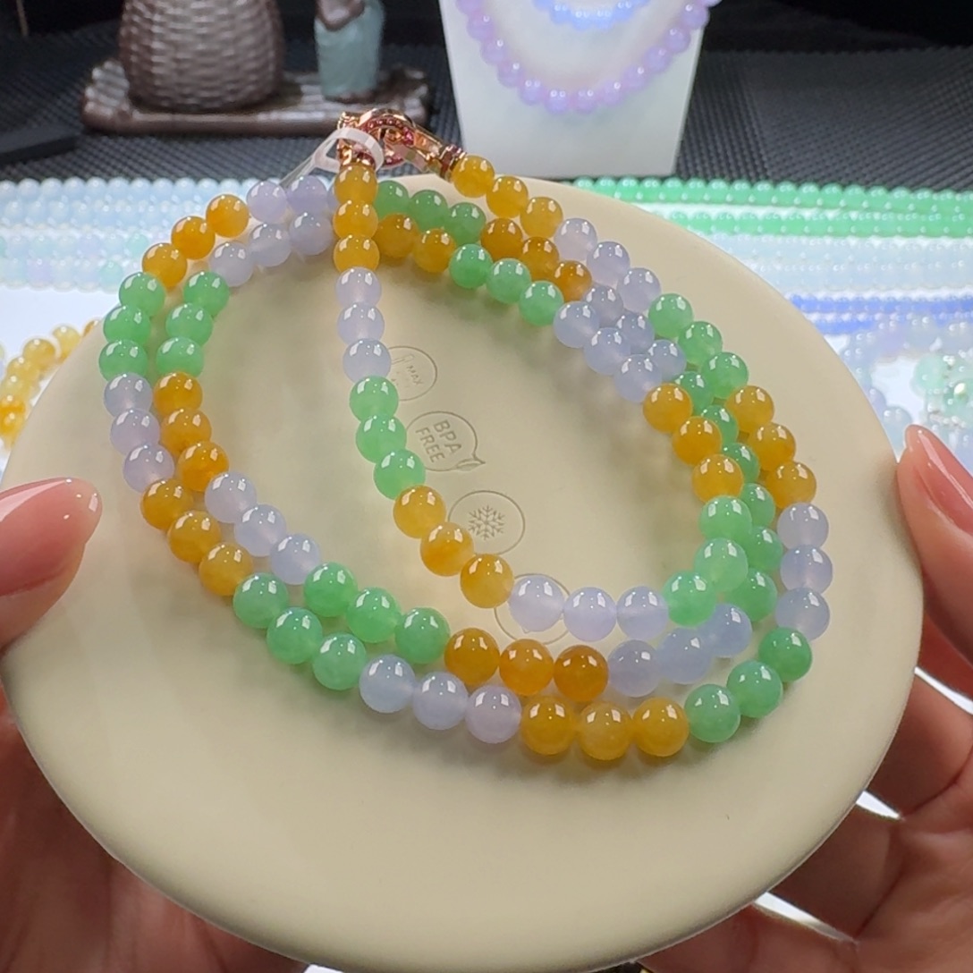 翡翠手链未镶嵌福禄寿多宝长串6mm