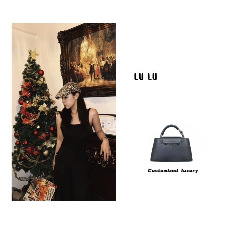 时尚百搭真皮轻奢女包     KP    NKP      小   黑色带花